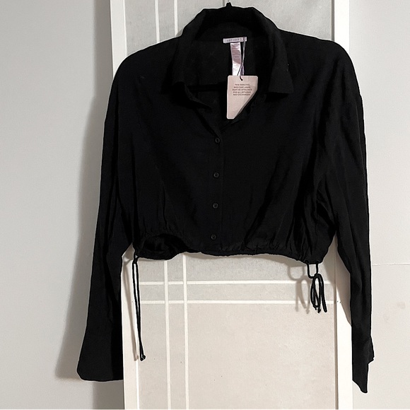 (New with Tags) Savage X Fenty Woven Monogram Crop Shirt w/ Drawstring (Size: M) - Picture 8 of 11